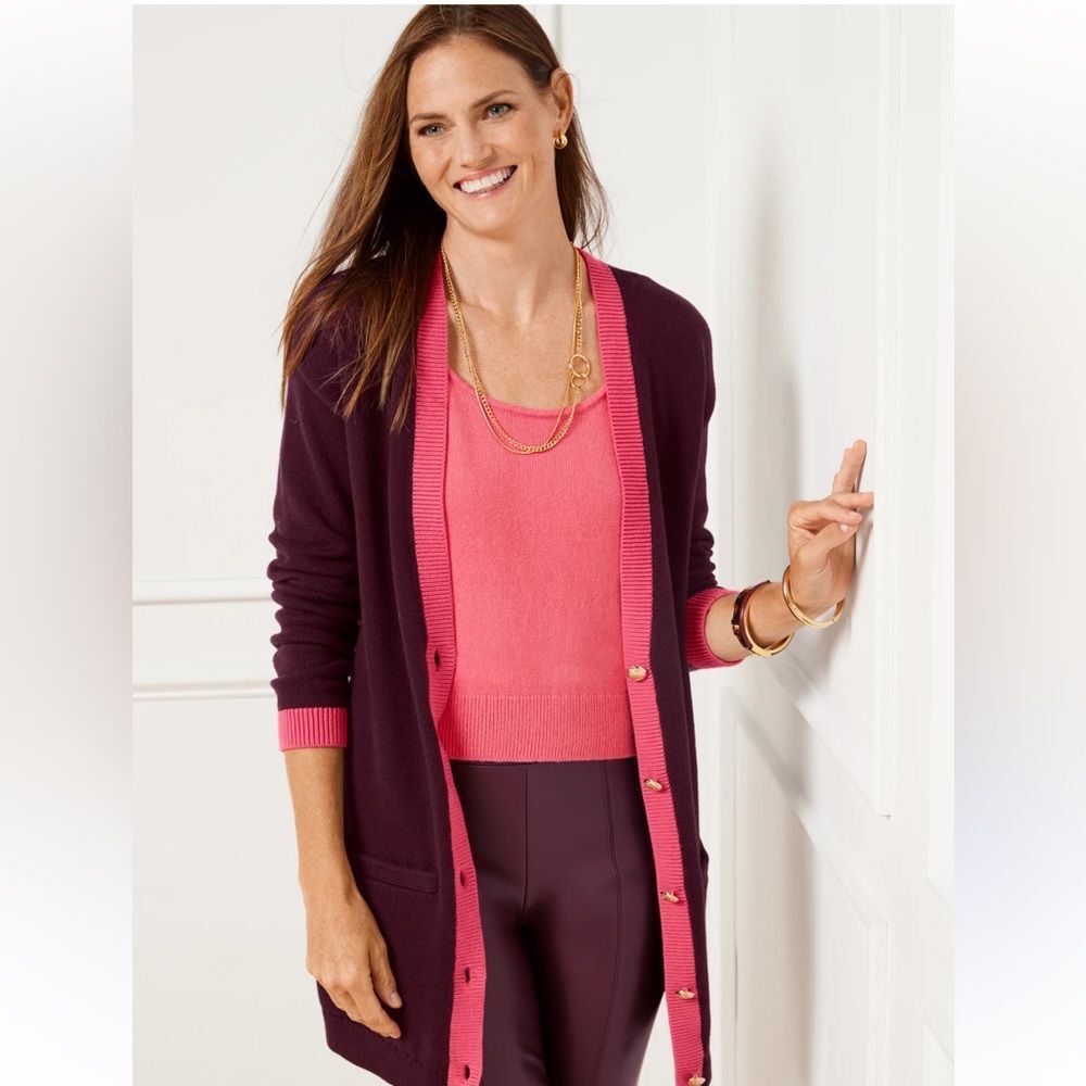 Talbots V-NECK CARDIGAN - TIPPED L NWT